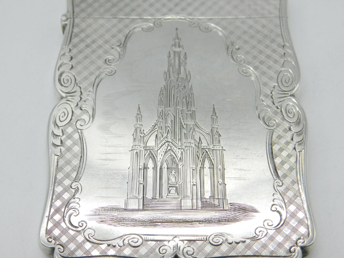 Nathaniel Mills Victorian Sterling Silver Albert Memorial Card Case 1842 Antique