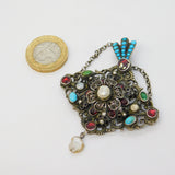 19th Century Austro-Hungarian Silver & Stone-Set Pendant Antique c1860