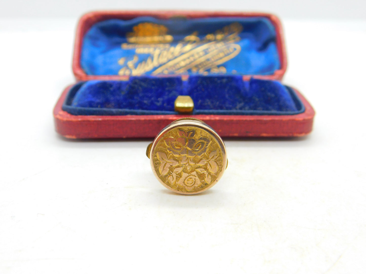 Victorian 9ct Gold Fronted Bachelor Button Engraved Initial Antique c1900