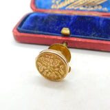 Victorian 9ct Gold Fronted Bachelor Button Engraved Initial Antique c1900