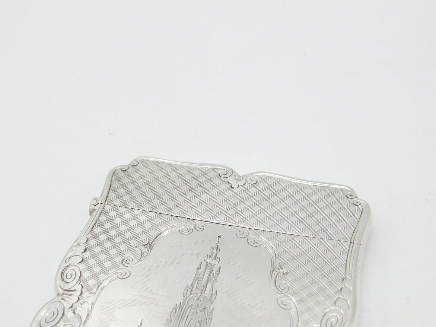 Nathaniel Mills Victorian Sterling Silver Albert Memorial Card Case 1842 Antique