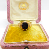 9ct Yellow Gold Onyx Set Gents Signet Ring Vintage c1970 London