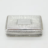Georgian Sterling Silver Line Pattern Large Snuff Box 1821 Birmingham John Shaw