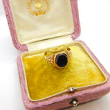 9ct Yellow Gold Onyx Set Gents Signet Ring Vintage c1970 London