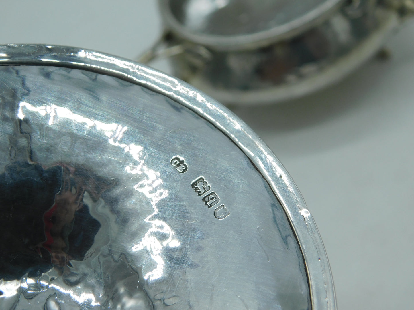Arts & Crafts Planished Sterling Silver Sugar Bowl & Lid Antique 1911 London
