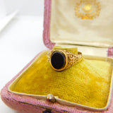 9ct Yellow Gold Onyx Set Gents Signet Ring Vintage c1970 London