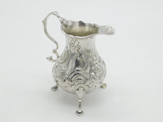 George III Sterling Silver Floral Pattern Baluster Cream Jug Antique 1765 London