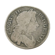 King Charles II Early Milled Silver Half Crown Coin 1674 Antique Fair Condition