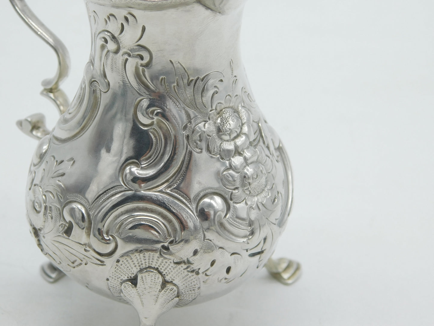 George III Sterling Silver Floral Pattern Baluster Cream Jug Antique 1765 London