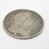 King Charles II Early Milled Silver Half Crown Coin 1674 Antique Fair Condition