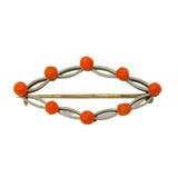 Edwardian 14ct Gold, Platinum & Coral Set Dress Brooch Antique c1910