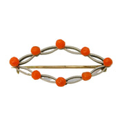 Edwardian 14ct Gold, Platinum & Coral Set Dress Brooch Antique c1910