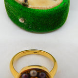 18ct Yellow Gold, Pearl & Turquoise Floral Dress Ring Antique c1930 Art Deco