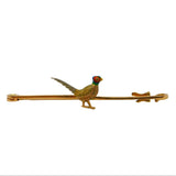 Edwardian 15ct Gold & Enamel Shooting Interest Pheasant Brooch Antique c1910