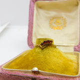 9ct Yellow Gold Garnet Set Wishbone Band Ring 1987 Birmingham Vintage