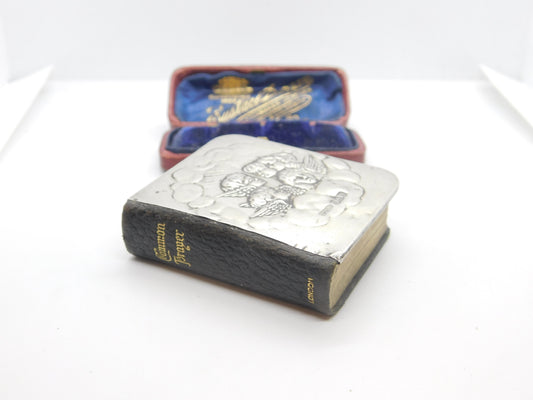 Edwardian Sterling Silver Fronted Raphael's Cherub Common Prayer Book 1909