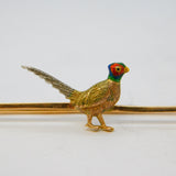 Edwardian 15ct Gold & Enamel Shooting Interest Pheasant Brooch Antique c1910
