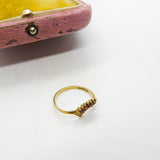 9ct Yellow Gold Garnet Set Wishbone Band Ring 1987 Birmingham Vintage