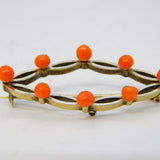 Edwardian 14ct Gold, Platinum & Coral Set Dress Brooch Antique c1910