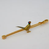 Edwardian 15ct Gold & Enamel Shooting Interest Pheasant Brooch Antique c1910