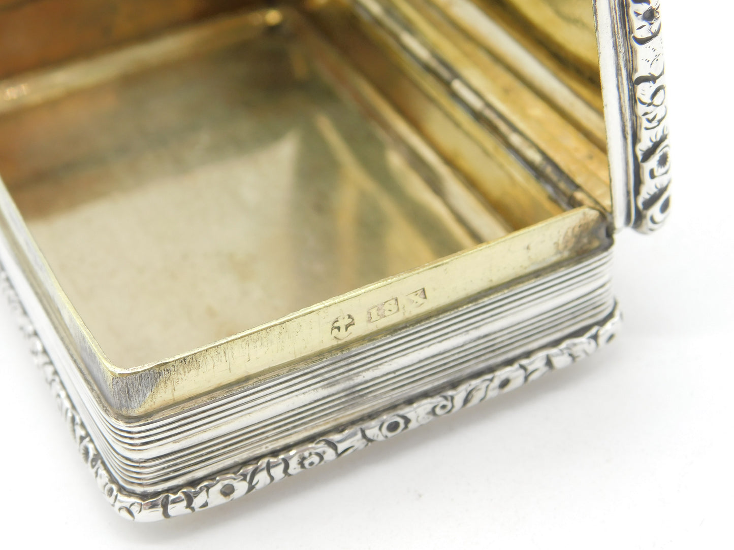 Georgian Sterling Silver Line Pattern Large Snuff Box 1821 Birmingham John Shaw