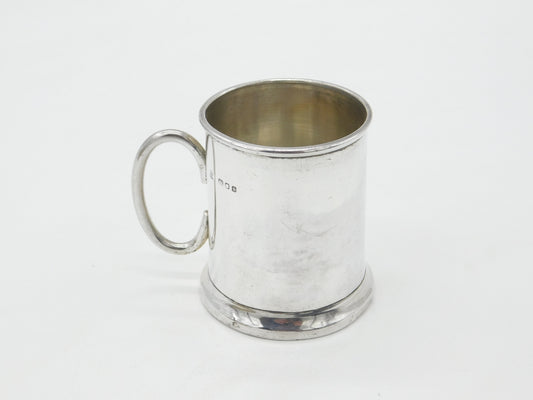 Sterling Silver Minimal Christening Mug Tankard Antique 1944 London