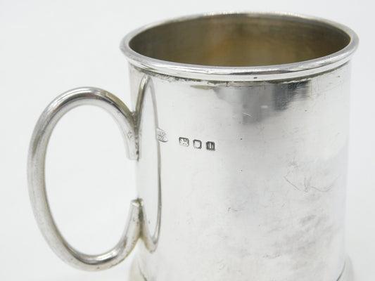 Sterling Silver Minimal Christening Mug Tankard Antique 1944 London