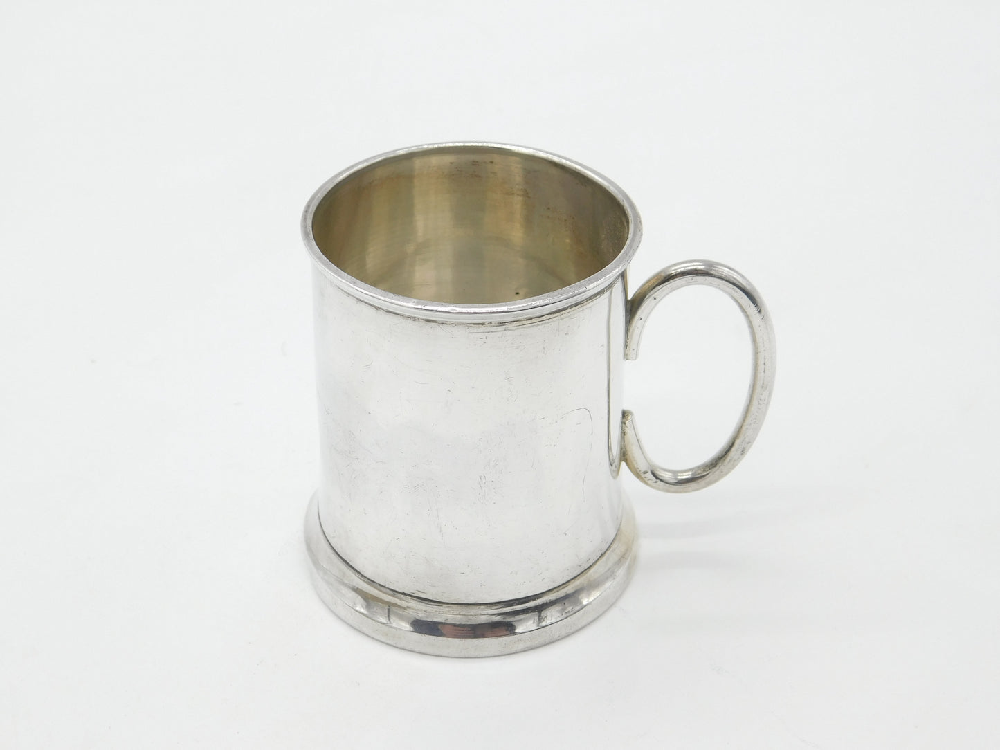 Sterling Silver Minimal Christening Mug Tankard Antique 1944 London