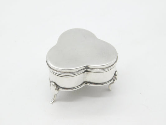 Sterling Silver Shamrock Shape Ring Box or Trinket Box 1918 Birmingham Antique