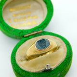 Victorian 18ct Gold & Bloodstone Lion Crest Intaglio Signet Ring Antique 1888 Birmingham