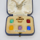 Edwardian Boxed 9ct Rose Gold 'Chameleon' Multi-Stone Ring Antique c1910