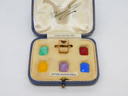 Edwardian Boxed 9ct Rose Gold 'Chameleon' Multi-Stone Ring Antique c1910