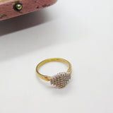 9ct Yellow Gold & 0.2ct Diamond Set Modernist Band Ring 1993 London