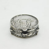 Victorian Sterling Silver Tambourine Form Pill Box Antique 1901 London