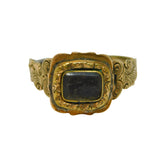 George III 15ct Yellow Gold Hair Set Floral Mourning Ring Antique c1820