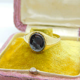 9ct Yellow Gold & Carved Haematite Centurion Intaglio Signet Ring 1990 Birmingha