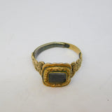 George III 15ct Yellow Gold Hair Set Floral Mourning Ring Antique c1820