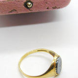 9ct Yellow Gold & Carved Haematite Centurion Intaglio Signet Ring 1990 Birmingha