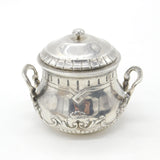 Victorian French 1st Standard .950 Silver Floral Lidded Sugar Bowl Antique c1860