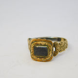 George III 15ct Yellow Gold Hair Set Floral Mourning Ring Antique c1820