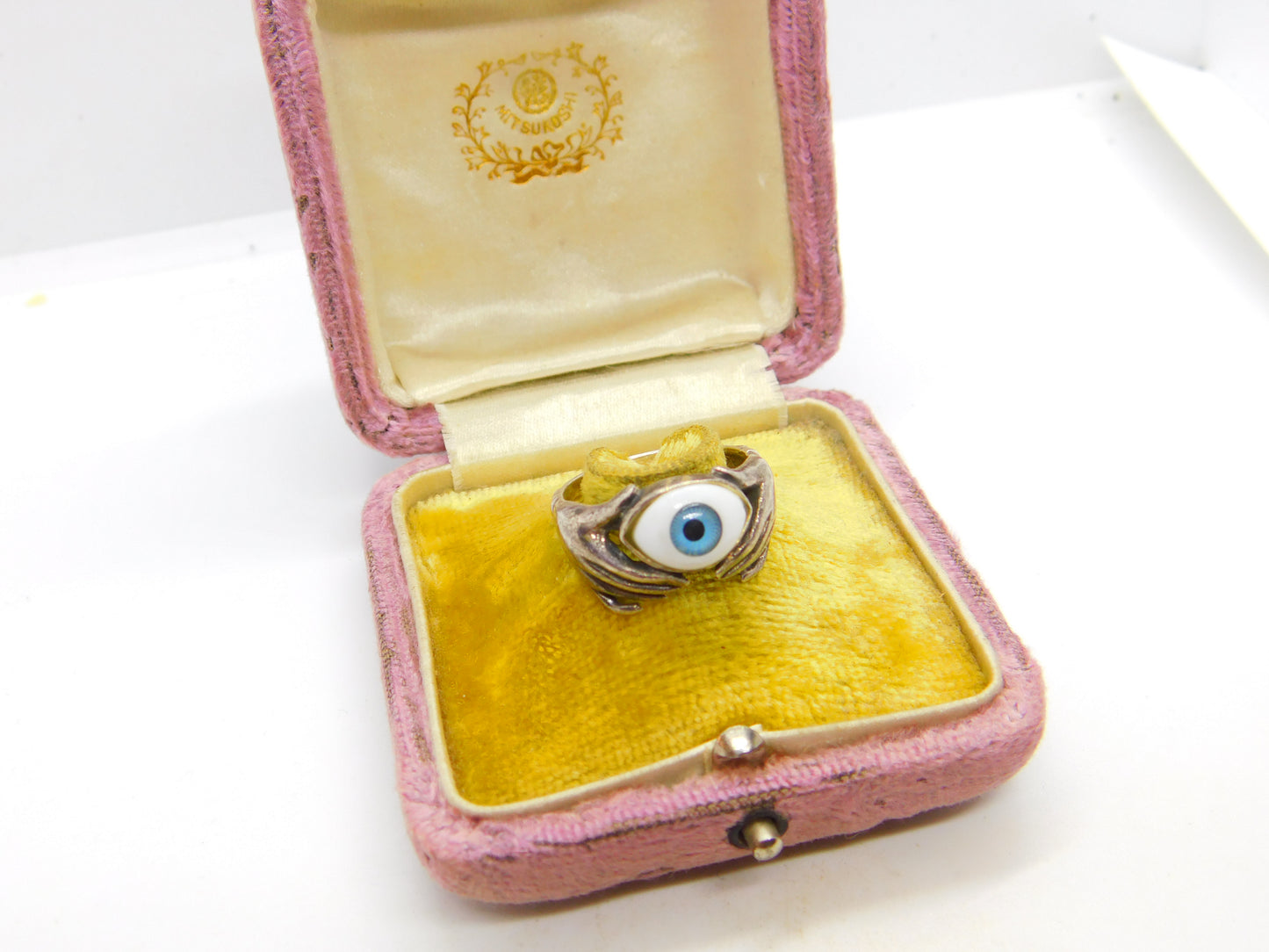 Sterling Silver Hands with All Seeing Eye Statement Ring Vintage c1970