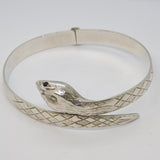 Sterling Silver & Garnet Snake Form Cuff Bangle Vintage 1963 Birmingham
