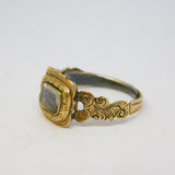 George III 15ct Yellow Gold Hair Set Floral Mourning Ring Antique c1820