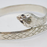 Sterling Silver & Garnet Snake Form Cuff Bangle Vintage 1963 Birmingham