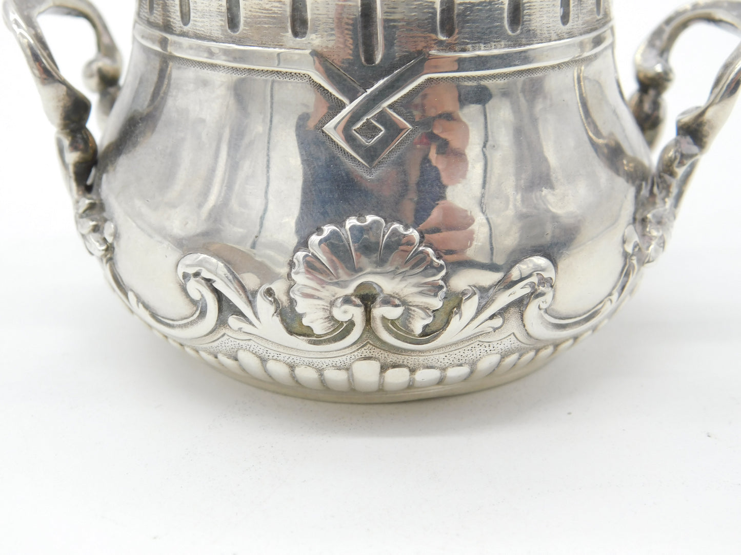 Victorian French 1st Standard .950 Silver Floral Lidded Sugar Bowl Antique c1860