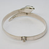 Sterling Silver & Garnet Snake Form Cuff Bangle Vintage 1963 Birmingham