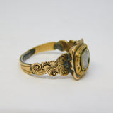 George III 15ct Yellow Gold Hair Set Floral Mourning Ring Antique c1820