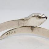 Sterling Silver & Garnet Snake Form Cuff Bangle Vintage 1963 Birmingham