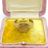 9ct Yellow Gold Essential Square Signet Ring 1973 London Size W UK