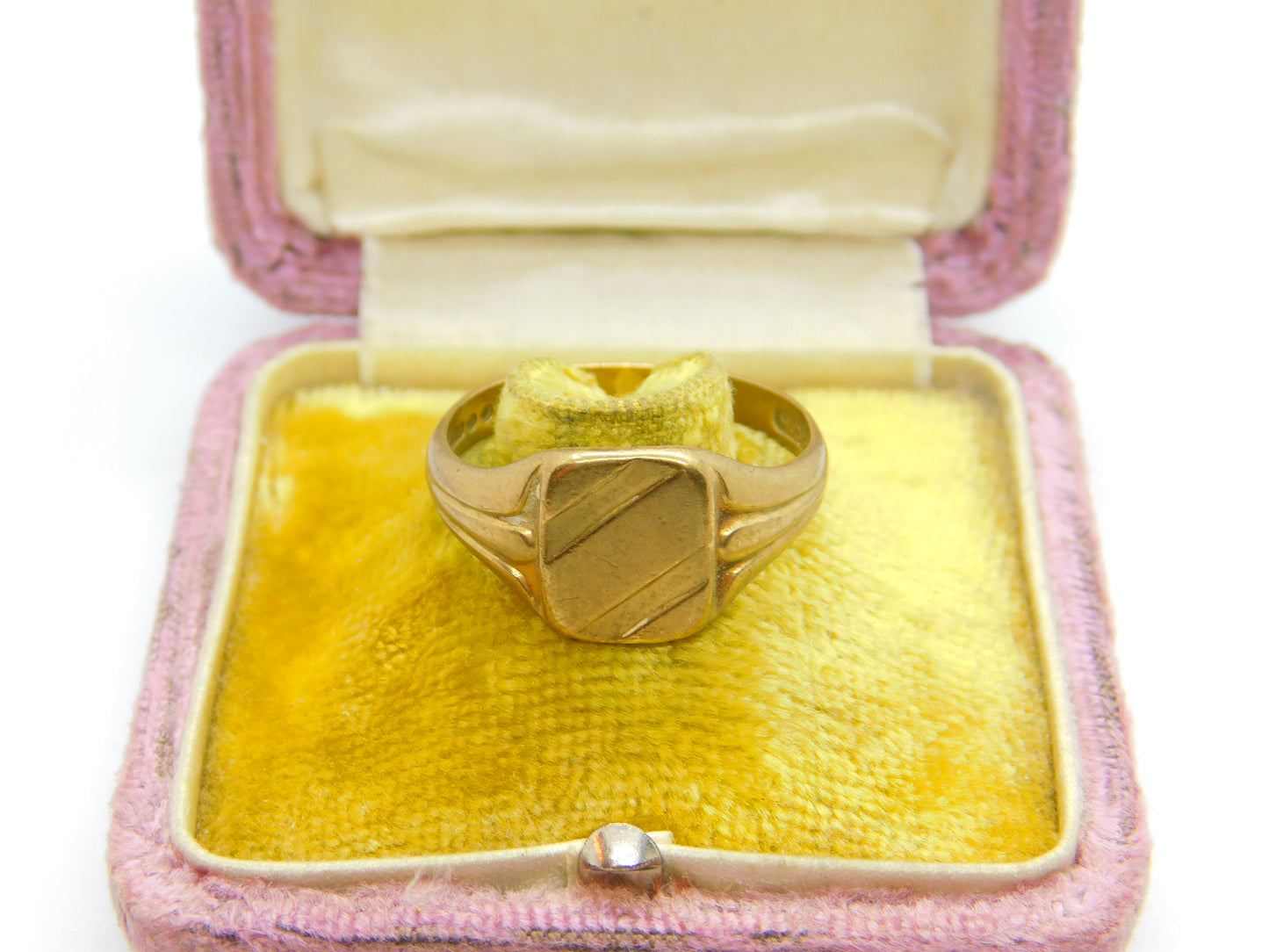 9ct Yellow Gold Essential Square Signet Ring 1973 London Size W UK